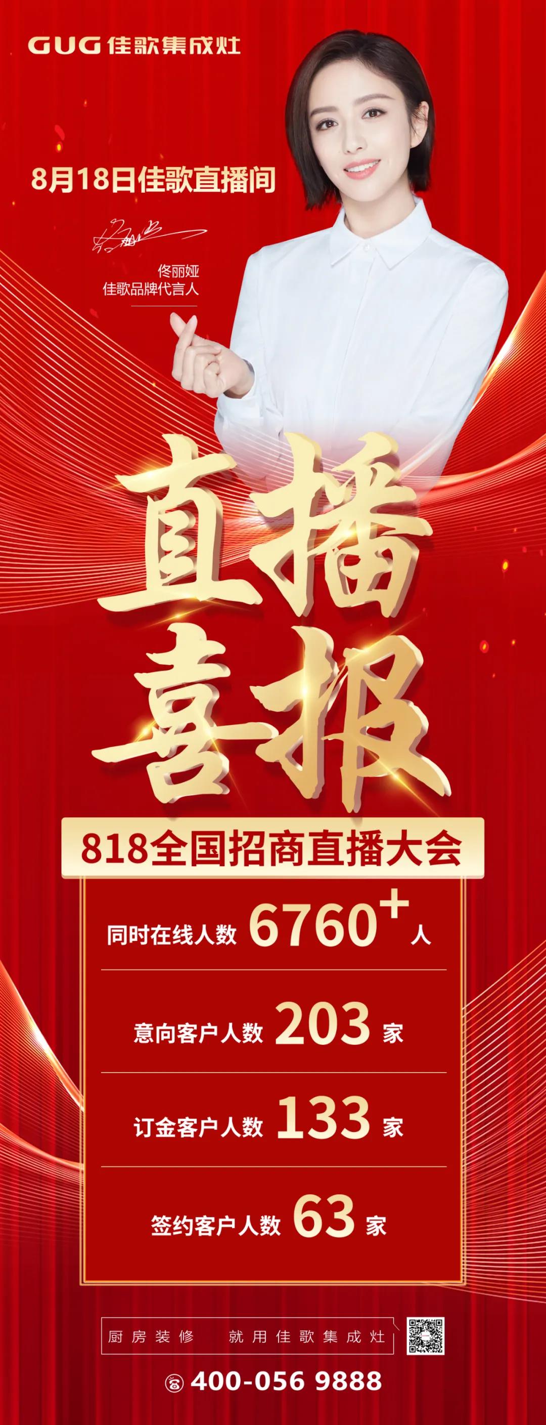 狂揽63家新商！“星耀佳歌·一路佟行——佳歌集成灶线上直播财富峰会”完美收官！